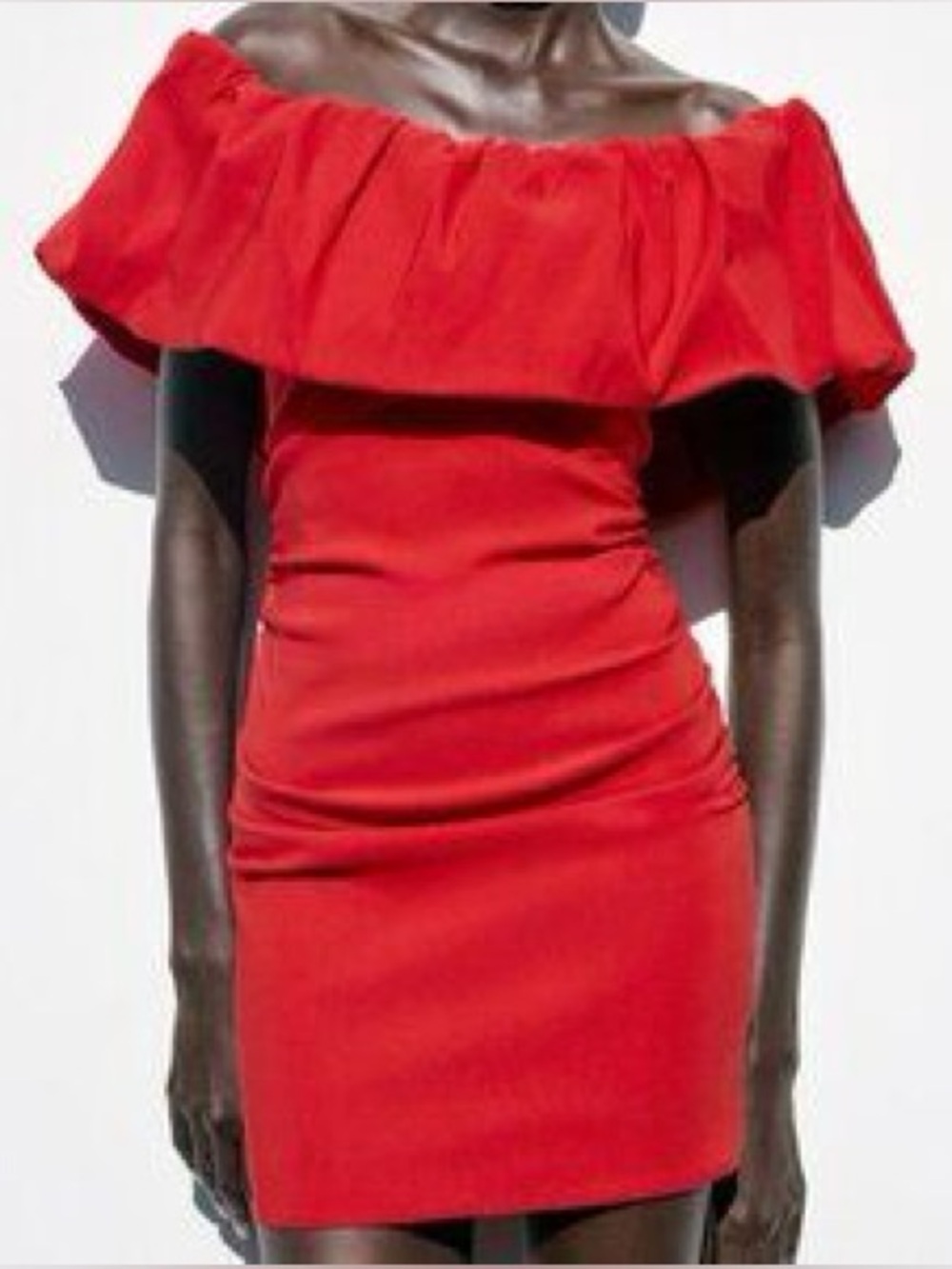 Zara red ruched mini dress